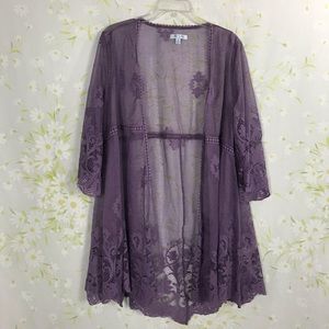 Gorgeous Boho Lacey Purple Kimono Small